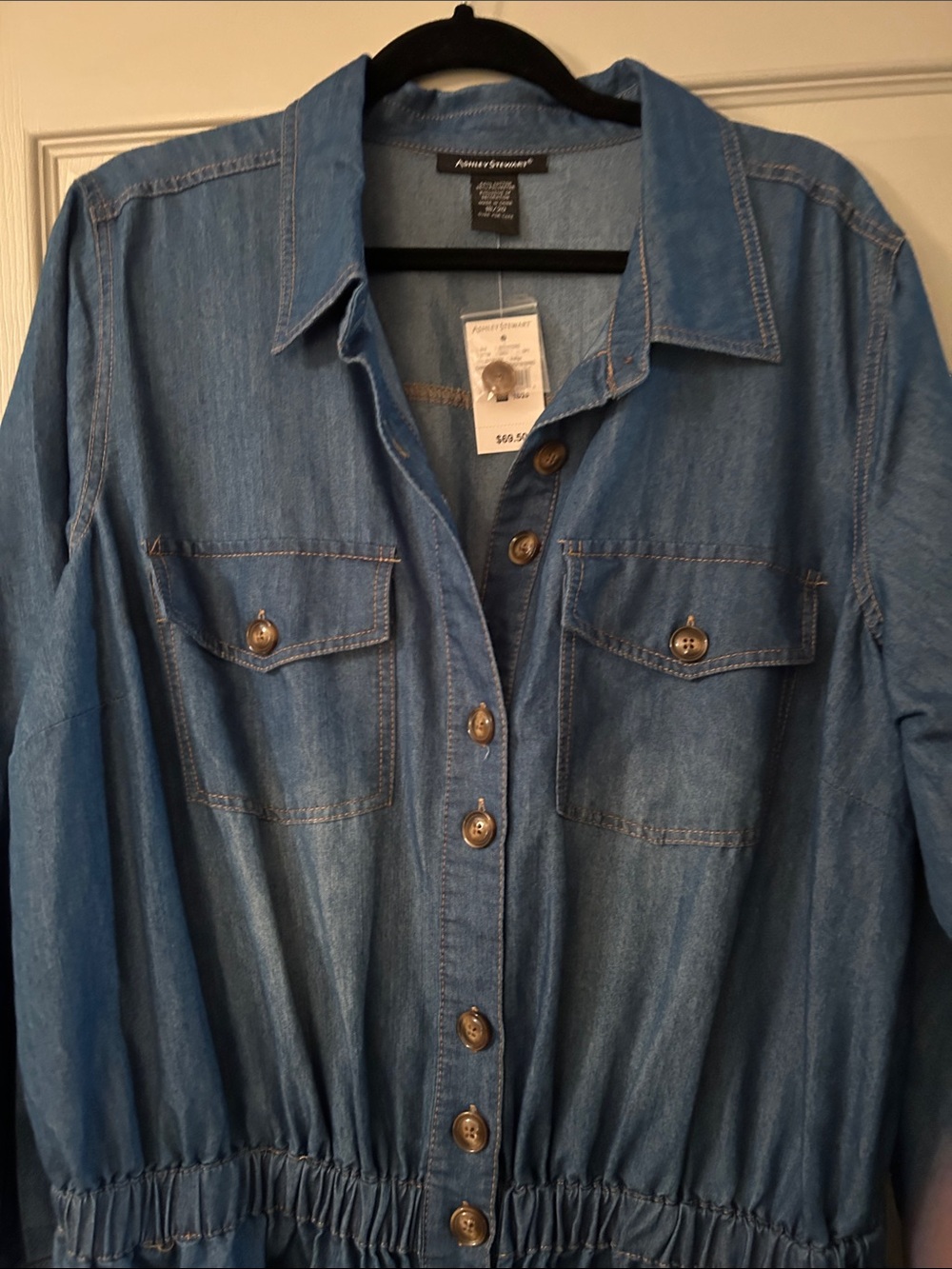 Ashley Stewart Blue Denim Maxi Shirt Dress - Picture 3 of 4